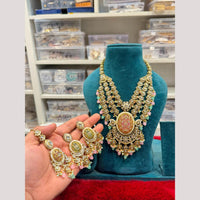 Hira Collections Premium Polki Kundan Stone And Pearl Necklace Set