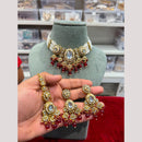 Hira Collections Premium Kundan Stone And Pearl Choker Necklace Set
