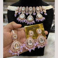 Hira Collections Premium Kundan Stone And Pearl Choker Necklace Set