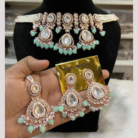 Hira Collections Premium Kundan Stone And Pearl Choker Necklace Set