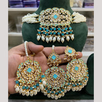 Hira Collections Premium Kundan Stone And Pearl Choker Necklace Set