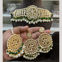 Hira Collections Premium Kundan Stone And Pearl Choker Necklace Set