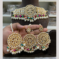 Hira Collections Premium Kundan Stone And Pearl Choker Necklace Set