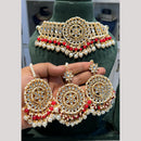 Hira Collections Premium Kundan Stone And Pearl Choker Necklace Set