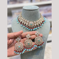 Hira Collections Premium Kundan Stone And Pearl Choker Necklace Set