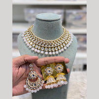 Hira Collections Premium Kundan Stone And Pearl Choker Necklace Set