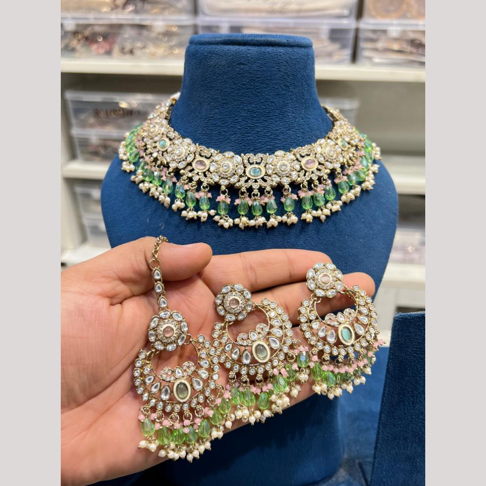 Hira Collections Elegant Pota Stone And Beads Fashion Choker Necklace Set