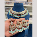 Hira Collections Elegant Pota Stone And Beads Fashion Choker Necklace Set