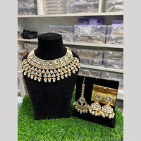 Hira Collections Premium Kundan Stone Beads And Pearl Choker Necklace Set