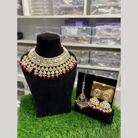 Hira Collections Premium Kundan Stone Beads And Pearl Choker Necklace Set
