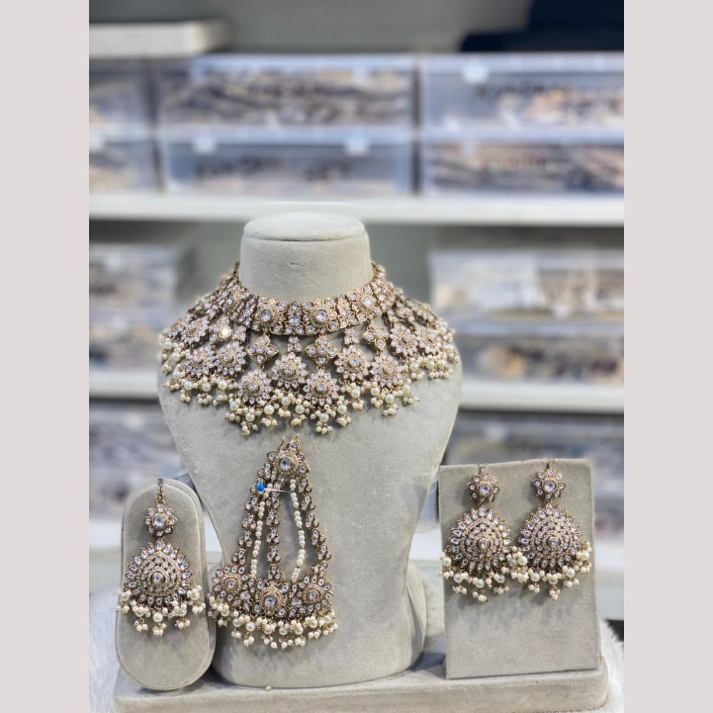 Hira Collections Elegant Pota Stone And Beads Fashion Choker Necklace Set