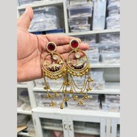 Hira Collections Vintage Pota Stone And Ghungroo Designer Dangler Earrings