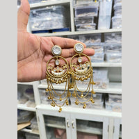 Hira Collections Vintage Pota Stone And Ghungroo Designer Dangler Earrings
