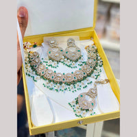 Hira Collections Premium Kundan Stone Beads And Pearl Necklace Set