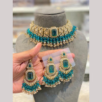 Hira Collections Exclusive Crystal Stone Beads And Pearl Choker Necklace Set