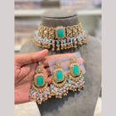 Hira Collections Exclusive Crystal Stone Beads And Pearl Choker Necklace Set