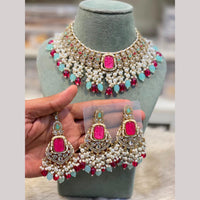 Hira Collections Premium Kundan Stone Beads And Pearl Necklace Set