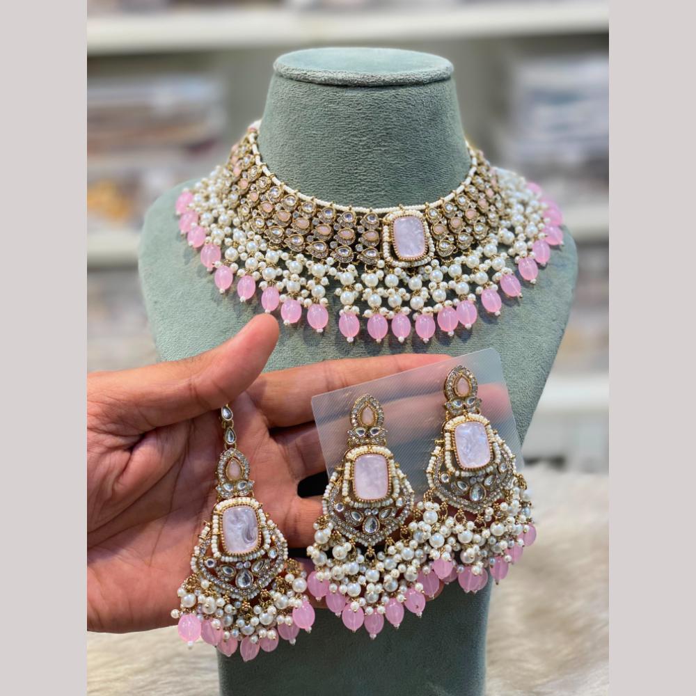 Hira Collections Premium Kundan Stone Beads And Pearl Necklace Set