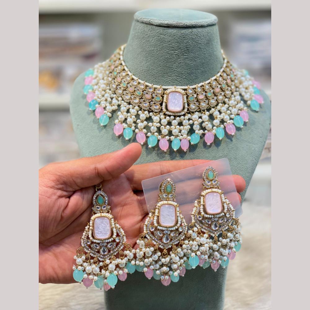 Hira Collections Premium Kundan Stone Beads And Pearl Necklace Set