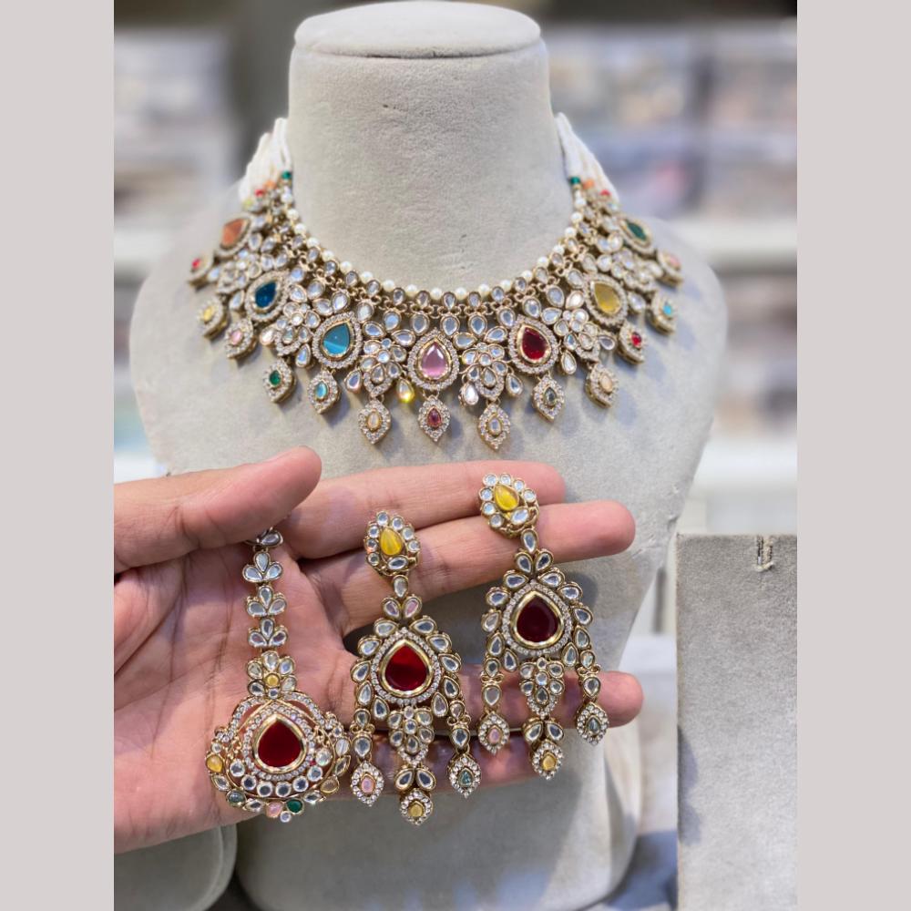 Hira Collections Premium Kundan Stone Necklace Set