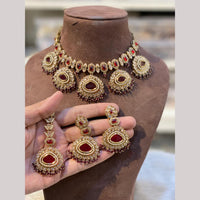 Hira Collections Royal Pota Stone And Pearl Stylish Choker Neckalce Set