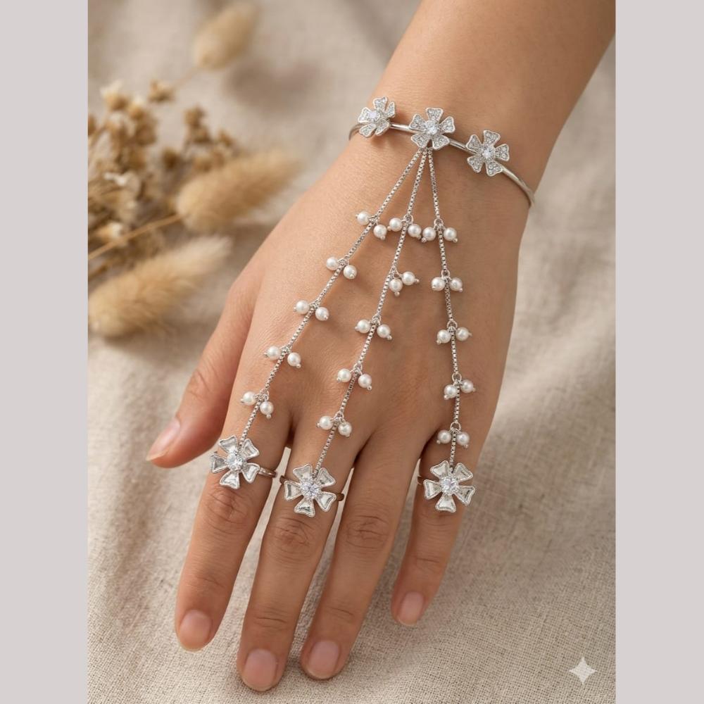 Hira Collections Designer Crystal Stone And Pearl Hand Harness