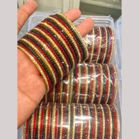 Hira Collections Decorative Austrian Stone Colorful Galss Bangles Set