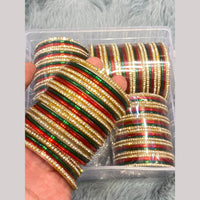 Hira Collections Decorative Austrian Stone Colorful Galss Bangles Set