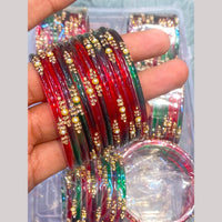 Hira Collections Decorative Austrian Stone Colorful Galss Bangles Set