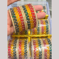 Hira Collections Decorative Austrian Stone Colorful Galss Bangles Set
