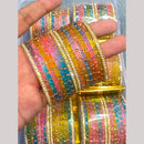 Hira Collections Decorative Austrian Stone Colorful Galss Bangles Set