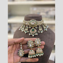 Hira Collections Premium Kundan Stone Beads And Pearl Choker Necklace Set