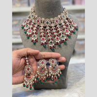 Hira Collections Premium Kundan Stone Beads And Pearl Choker Necklace Set