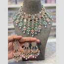 Hira Collections Premium Kundan Stone Beads And Pearl Choker Necklace Set