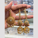 Hira Collections Designer Pota Stone And Beads Jhumki Earrings With Maangtikka