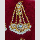 Hira Collections Statement Kundan Stone Pearl Passa for Women /Designer Hair Accessory