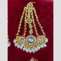 Hira Collections Statement Kundan Stone Pearl Passa for Women /Designer Hair Accessory