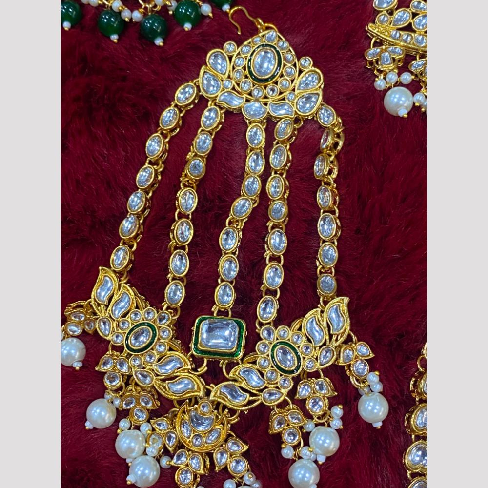 Hira Collections Statement Kundan Stone Pearl Passa for Women /Designer Hair Accessory