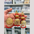 Hira Collections Stylish Beads And Pearl Jhumki Earrings With Maang Tikka
