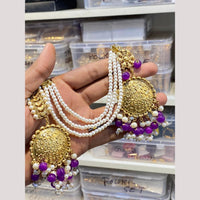 Hira Collections Stylish Beads And Pearl Dangler Earrings With Maang Tikka