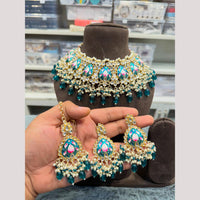 Hira Collections Premium Kundan Stone And Pearl Meenakari Choker Necklace Set