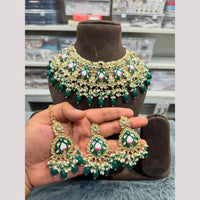 Hira Collections Premium Kundan Stone And Pearl Meenakari Choker Necklace Set