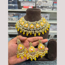 Hira Collections Premium Kundan Stone And Pearl Meenakari Choker Necklace Set