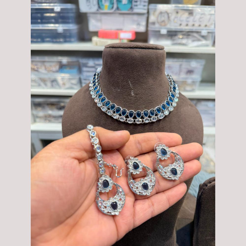 Hira Collections Royal Pota Stone Choker Necklace Set