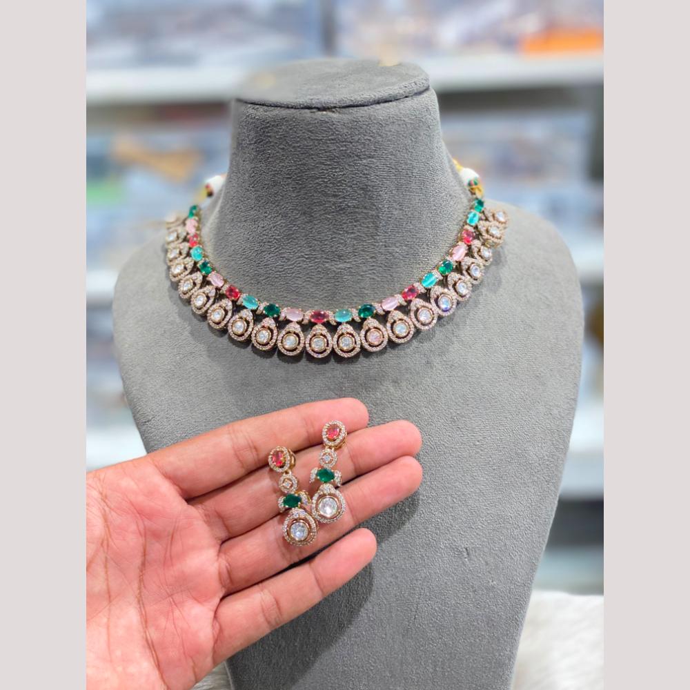Hira Collections Designer Polki Kundan Stone Choker Necklace Set for Women