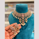 Hira Collections Designer Polki Kundan Stone And Pearl Choker Necklace Set for Women