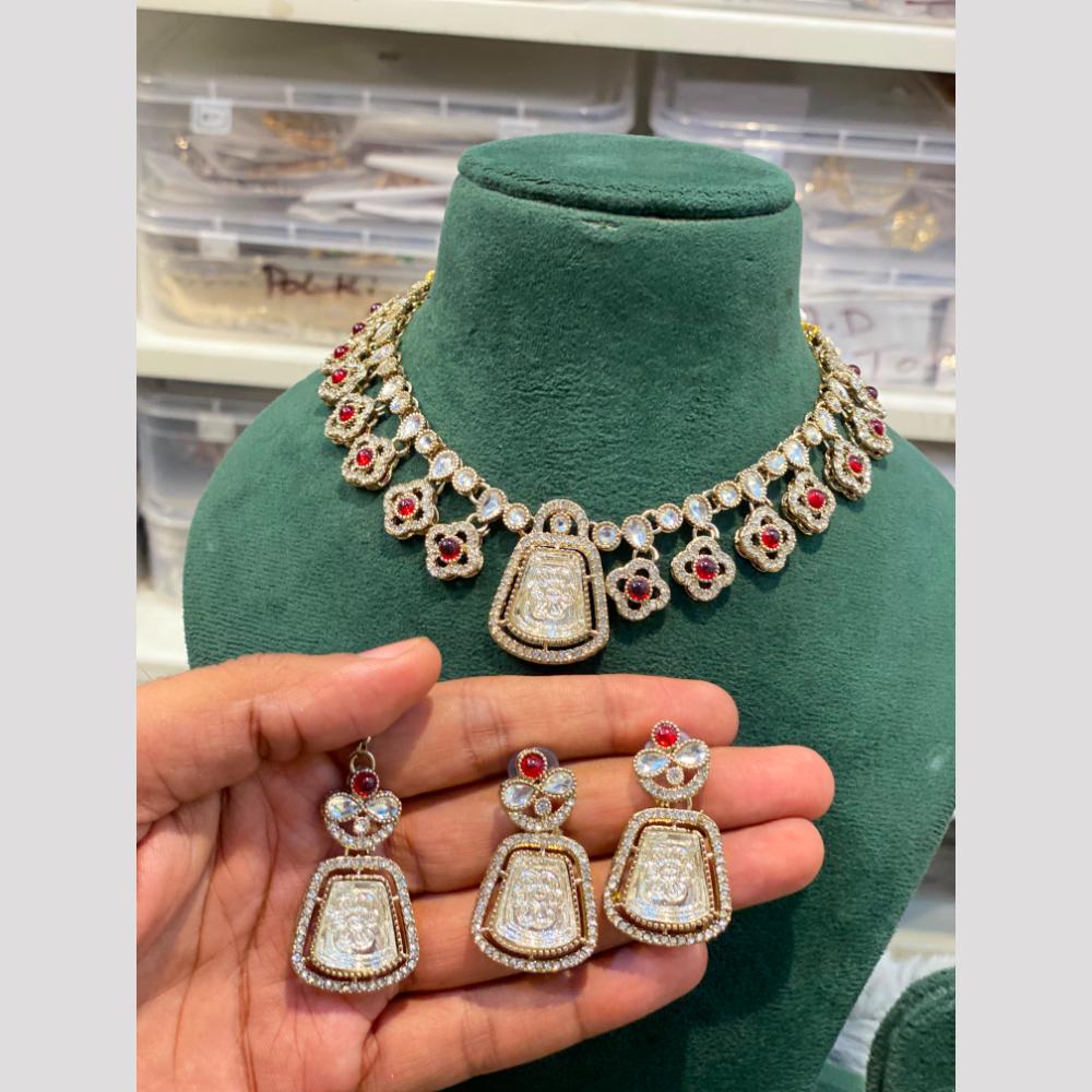 Hira Collections Royal Pota Stone Choker Necklace Set