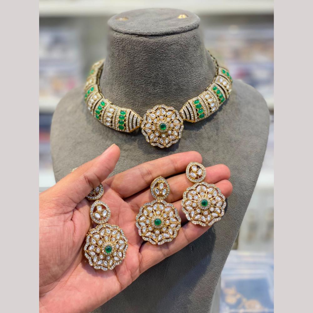 Hira Collections Royal Pota Stone Choker Necklace Set