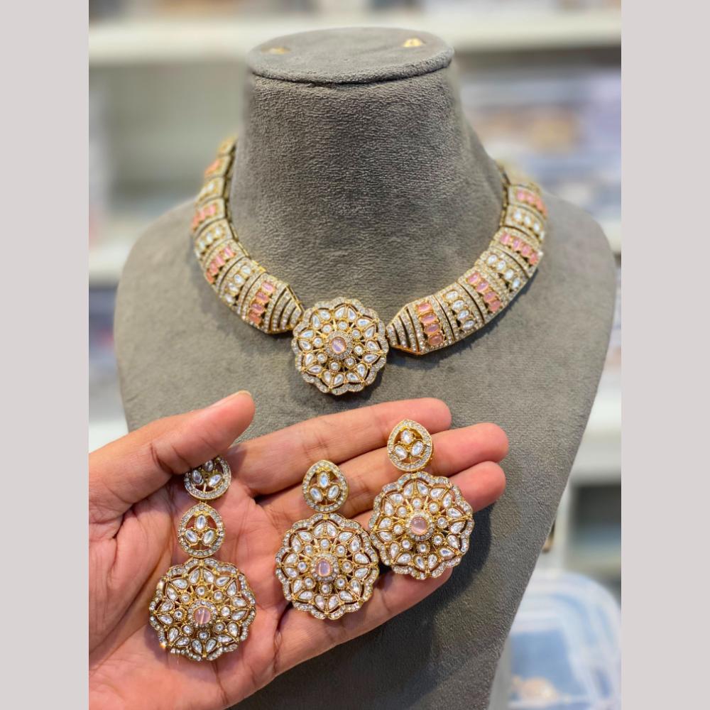 Hira Collections Royal Pota Stone Choker Necklace Set