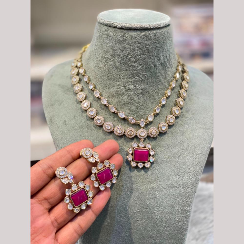 Hira Collections Wedding Wear Polki Kundan Stone Necklace Set